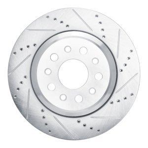 Maserati Ghibli Brake Rotor (1) - Rear Right - R1 Concepts - Drilled & Slotted - Silver - `14-`16